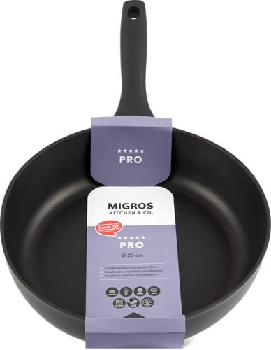 Migros Kitchen & Co. Pro Frying Pan Ø 28 cm, Tall, Black