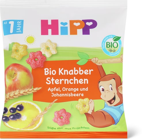 Hipp Bio Apple, orange & blackcurrant star nibbles from 1 year