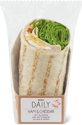 Daily Wrap al prosciutto e cheddar con uova e verdure