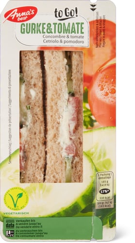 Sandwich with Cucumber & Tomato