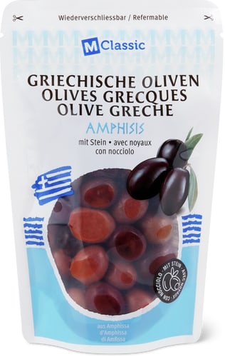 Amphisis Greek olives black, unpitted