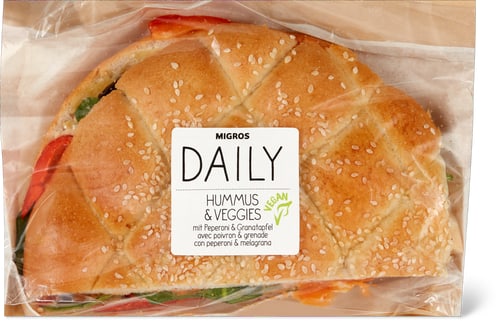 Hummus and Vegetable Sandwich With Peppers & Pomegranate