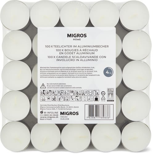 Tea Lights White, 4 h