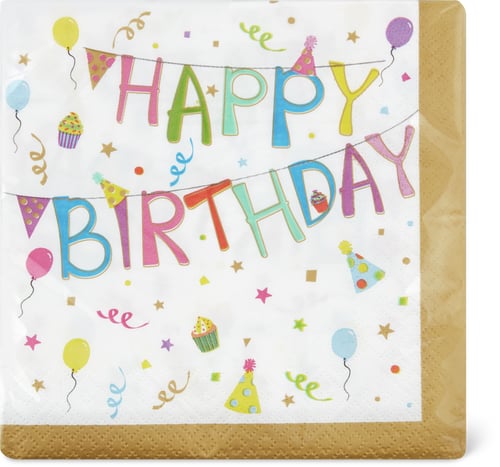 Paper Napkins Happy Birthday 33 x 33 cm