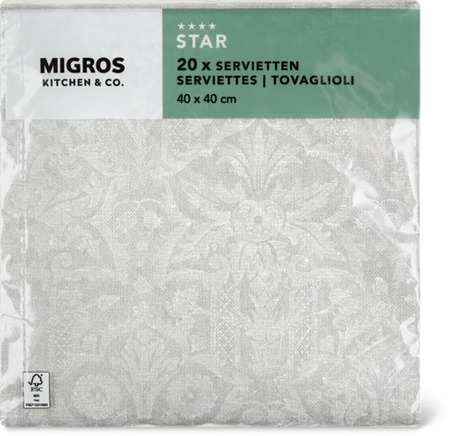 Paper Napkins Patterned Grey, 40 x 40 cm