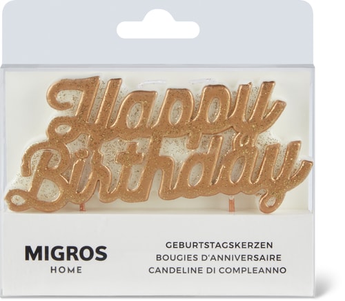 Birthday Candle Happy Birthday Gold Cursive