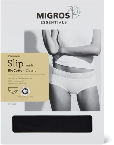 Ladies’ Midi Briefs Organic Cotton Classic (Farbe: black, Grösse: S)