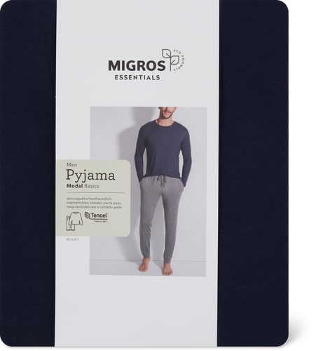 Essentials Men’s Pyjamas Modal Basics (Farbe: med.grey, Grösse: L)