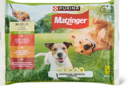 Matzinger Morsels in jelly with beef, chicken and lamb