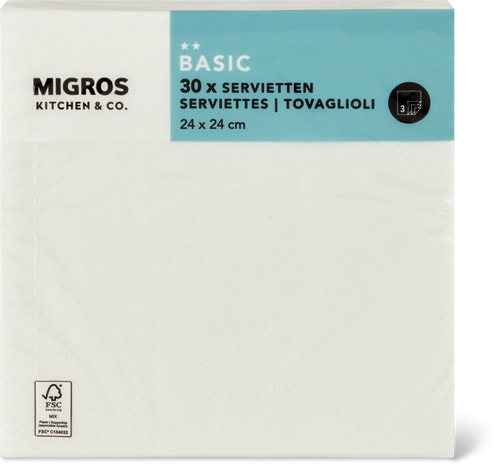 Paper Napkins White, 24 x 24 cm (Farbe: white, Grösse: 000)