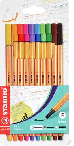 Fineliners 10 Pieces, Assorted