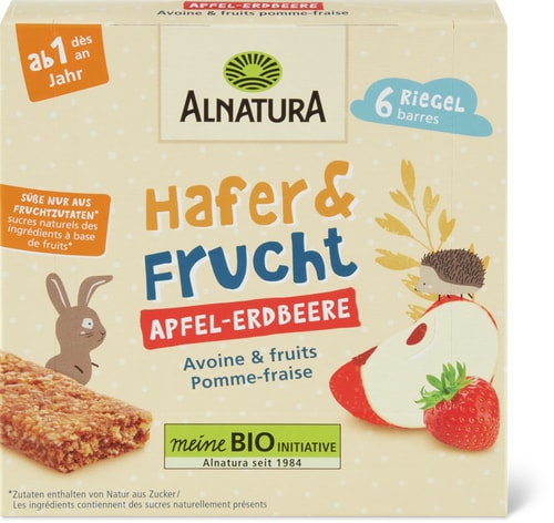 Bio Hafer Apfel Erdbeere Riegel ab 1 Jahr