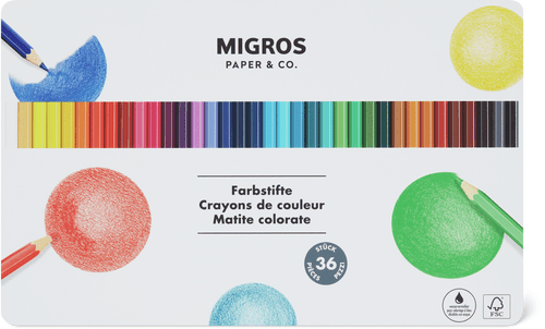 Coloured Pencils in Metal Box  36 Pieces