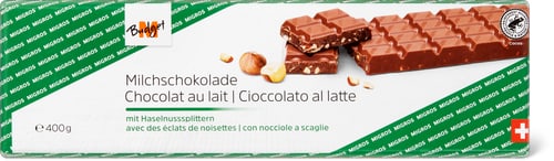 Chocolate bar Milk with hazelnut flakes