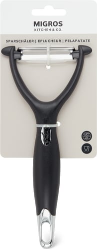 Migros Y-Shape Peeler Black, Stainless Steel, 19 x 8.7 x 1.9 cm