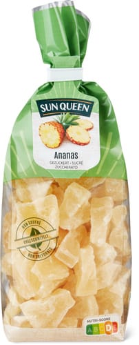 Anelli di ananas essiccati e zuccherati