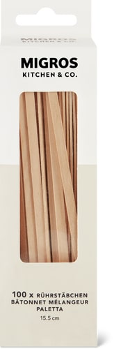 Stirrers Wood, 15.5 cm (Länge: RÜHRSTÄBCHEN HOLZ, LANG)