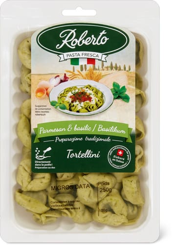 Tortellini Parmesan und Basilikum