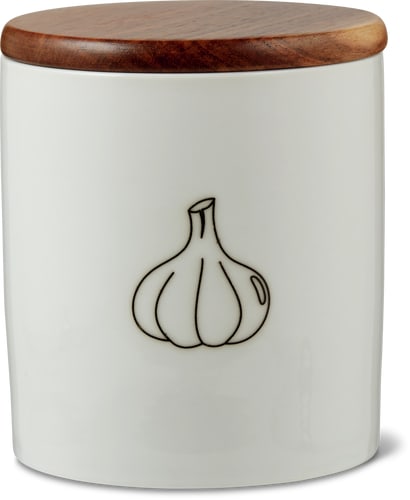 Garlic Pot White, Porcelain, Silicone, Wood, Ø 10.3 x 12 cm