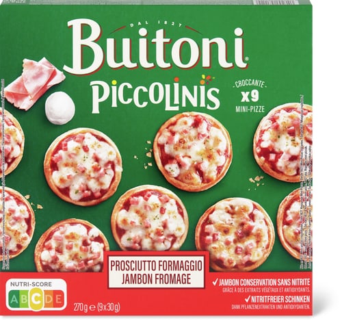 Piccolinis Mini pizzas Prosciutto Formaggio