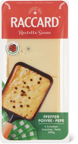 Raccard IP-SUISSE Fromage à raclette au poivre, en tranches