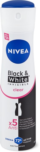 Deodorante spray Black&White Invisible clear 72h, antitraspirante