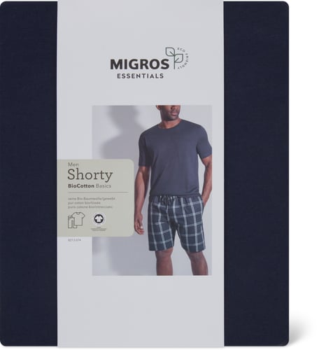 Essentials Men’s Short Pyjamas Organic Cotton Basics (Farbe: night blue, Grösse: L)