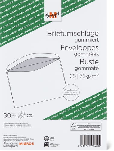 Briefumschlag C5, ohne Fenster