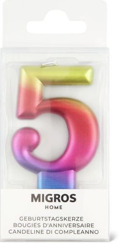 Birthday Candle Number 5 Rainbow