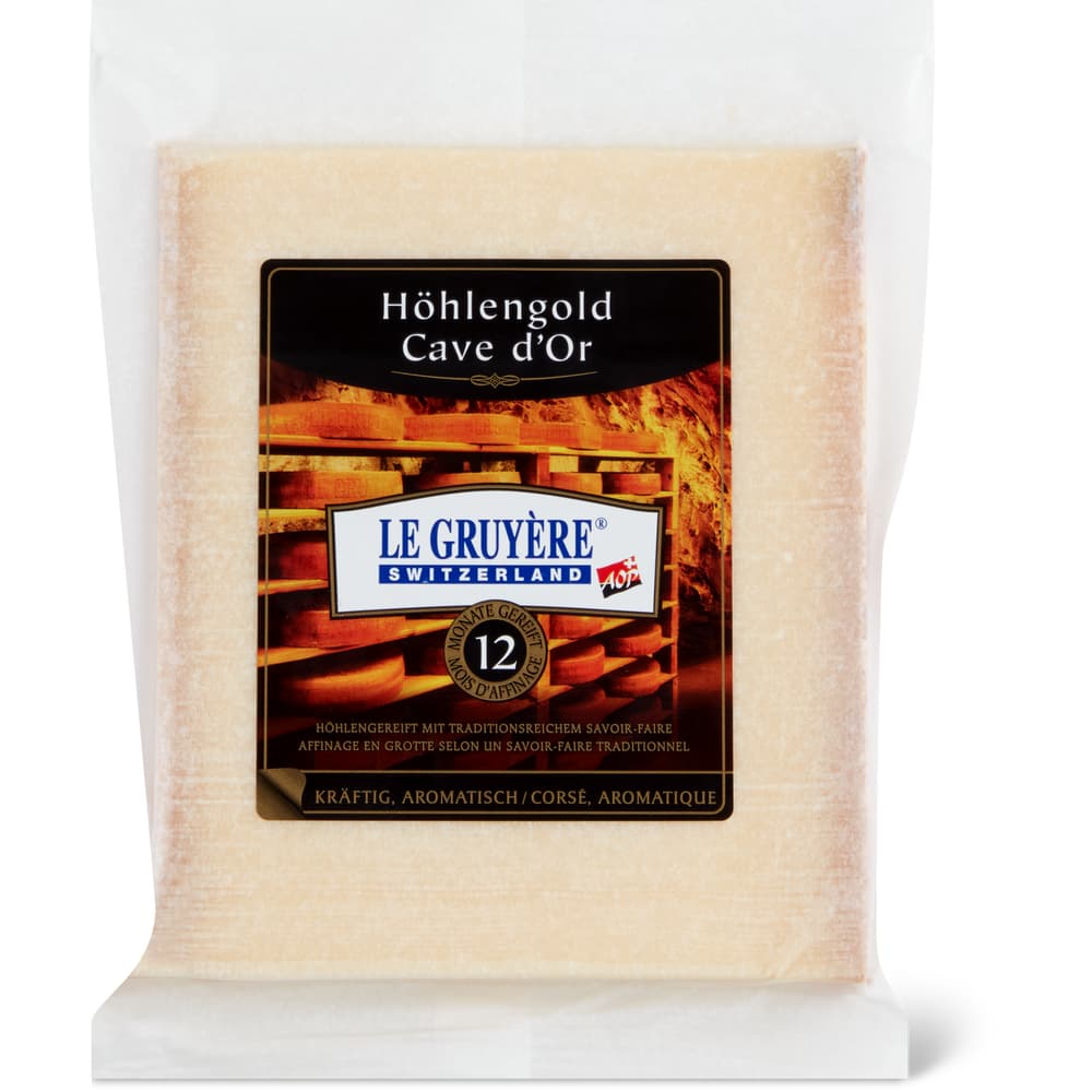 Cave d'Or Le Gruyère - AOP Schweizer Hartkäse, vollfett, mit Rohmilch kräftig und aromatisch