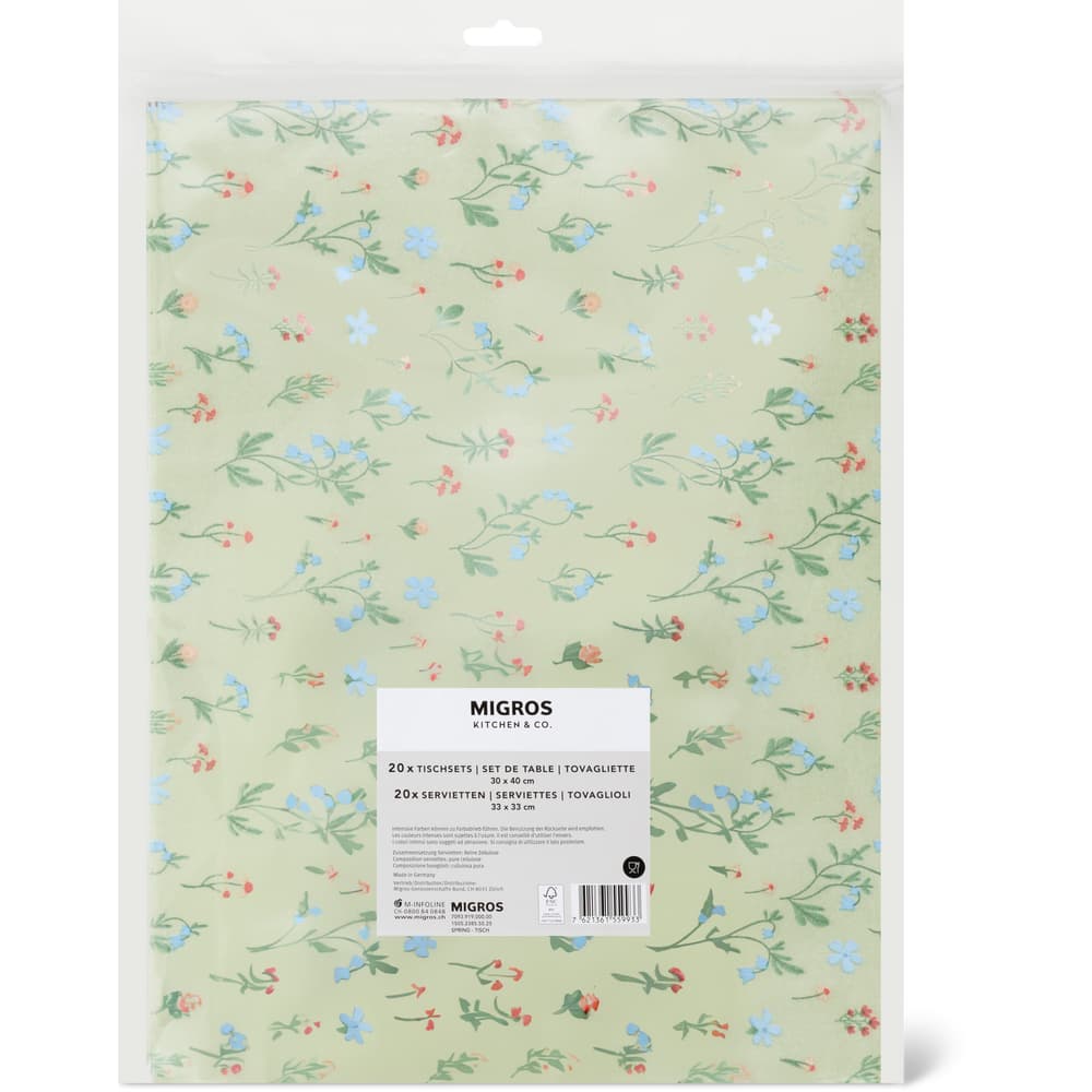 Migros Kitchen & Co. Papierservietten & Papiertischsets Gemustert, 33x33cm, 30x40cm