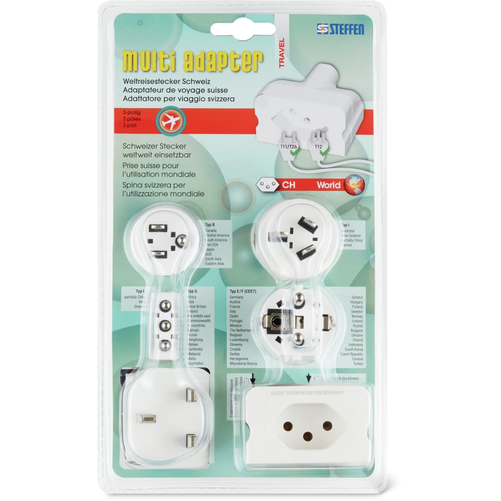 Multiple Adapter Set Steffen · Swiss Multiadapter-Set T23 · 3-polig • Migros