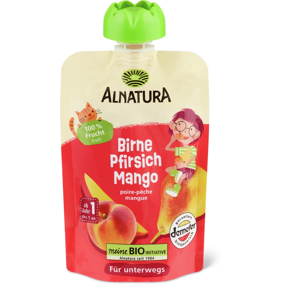 Alnatura Quetschbeutel Birne Pfirsich Mango Demeter, Bio