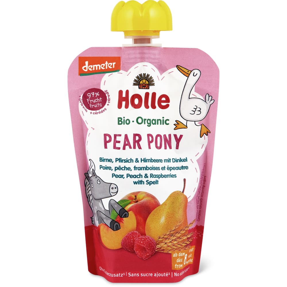 Holle Quetschbeutel Birne Pfirsich Himbeere Dinkel ab 8. Monat