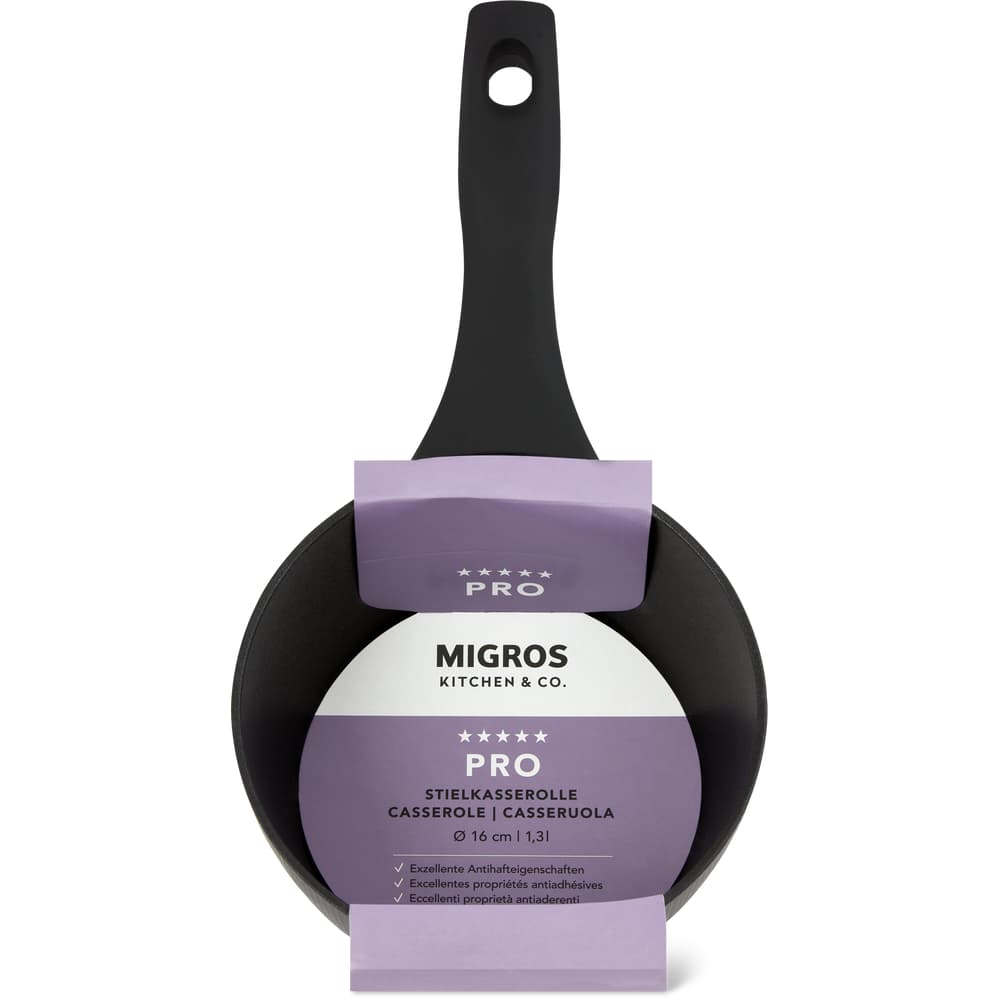 Migros Kitchen & Co. Pro Stielkasserolle Ø 16 cm, schwarz