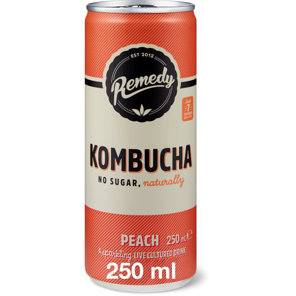 Remedy Kombucha Peach No Sugar, naturally