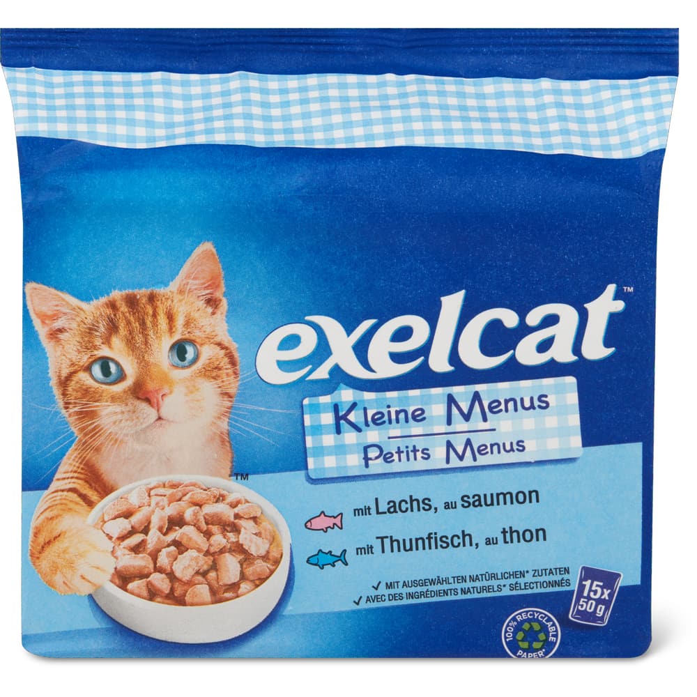 Exelcat Adult Häppchen in Sauce Weissfisch, Thunfisch und Lachs