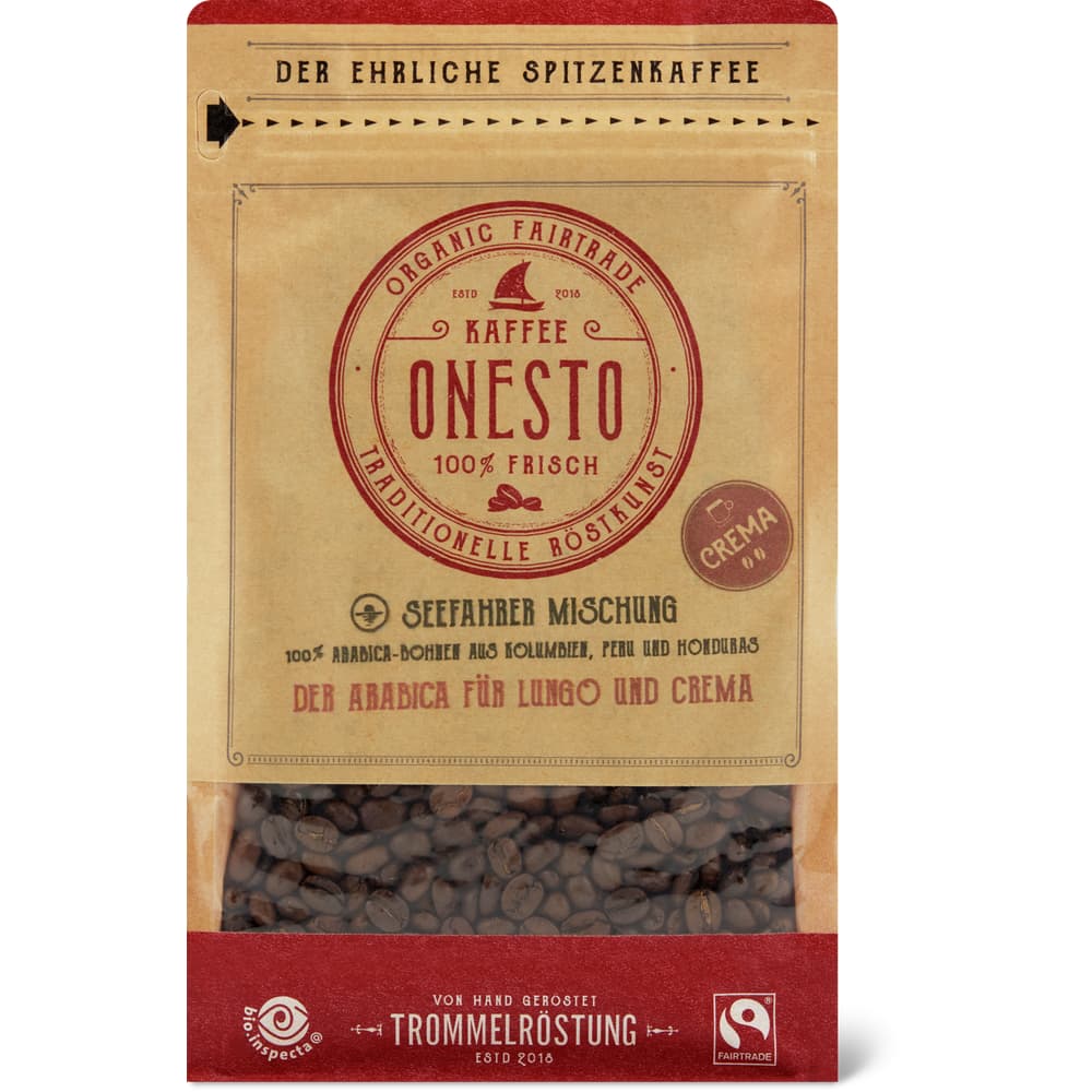Onesto Bohnenkaffee Bio, Seefahrer Mischung Crema
