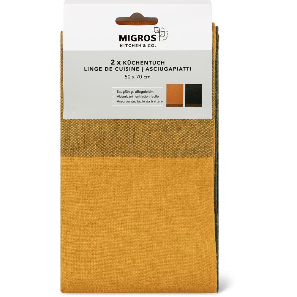 Migros Kitchen & Co. Küchentuch Leinen grün, gelb