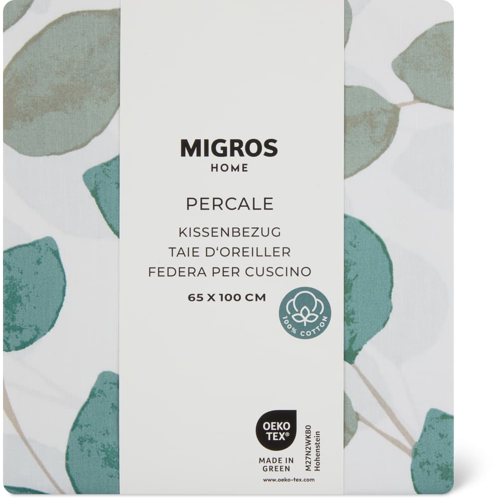 Migros Home Kissenbezug Percale 65x100cm, Eucalyptus
