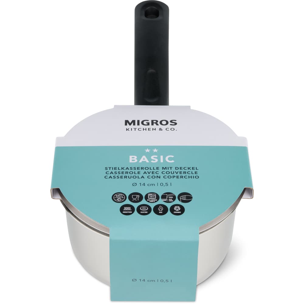 Migros Kitchen & Co. Basic Stielkasserolle mit Deckel Ø 20 cm