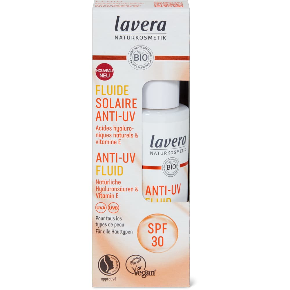 Lavera Anti-UV Fluid SPF 30, Hyaluronsäuren & Vitamin E, vegan