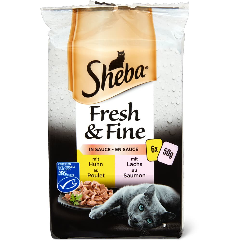 Sheba Fresh & Fine Häppchen in Sauce Huhn & Lachs