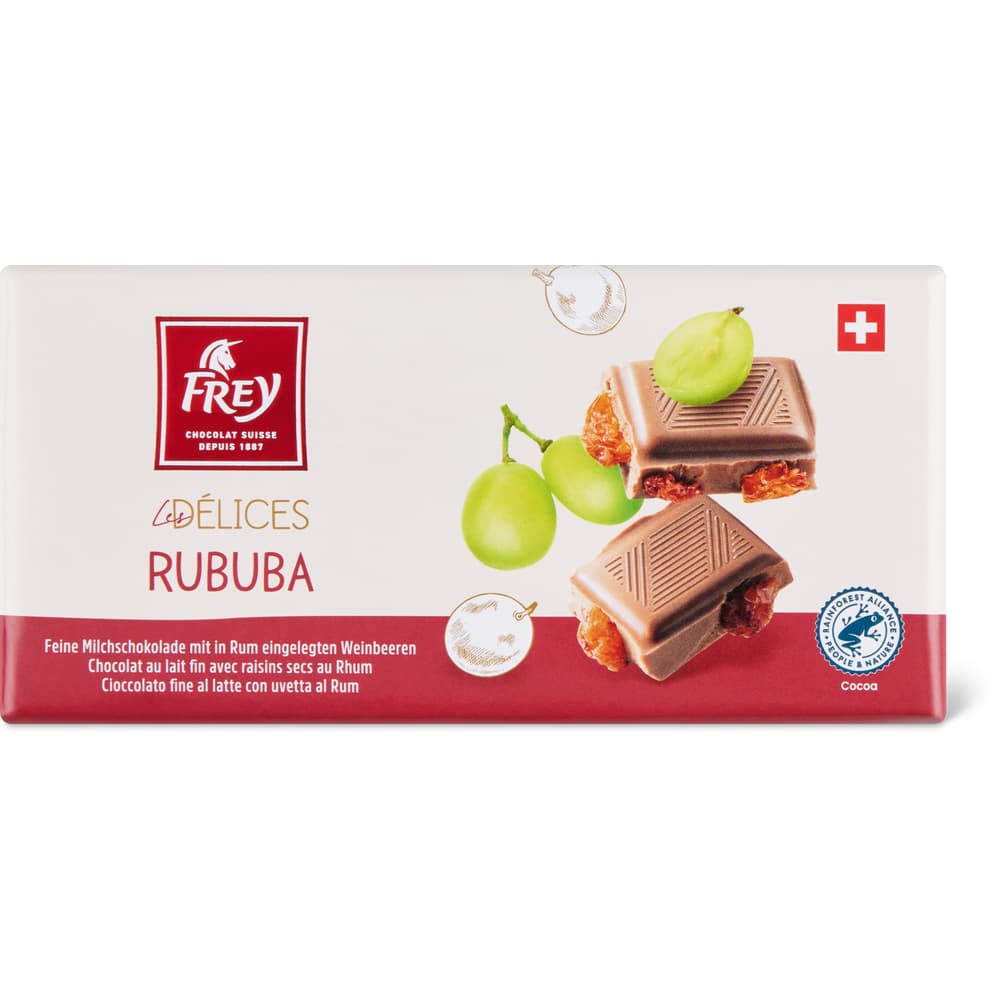 Frey Les Délices Feine Milchschokolade in Rum eingelegten Weinbeeren