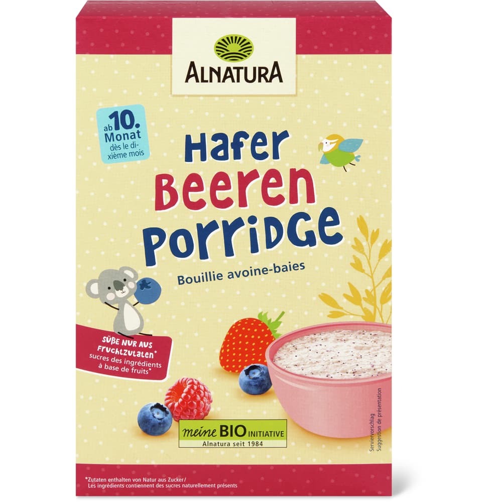 Alnatura Hafer Beeren Porridge Bio, ab 10. Monat, ohne Zuckerzusatz