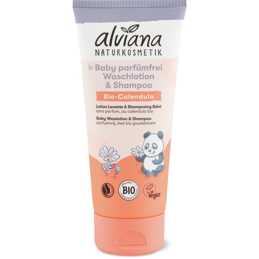 alviana Naturkosmetik Baby Shampoo und Duschgel Calendula, ohne Parfum