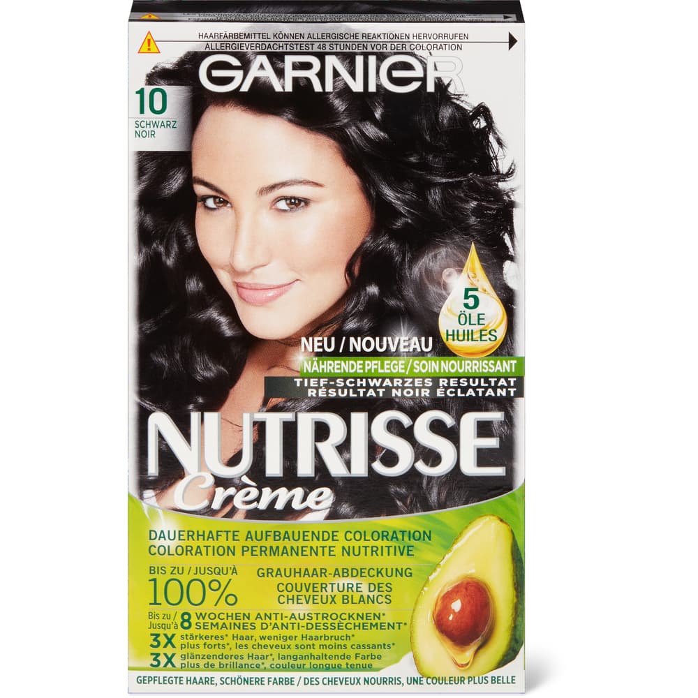 Garnier Nutrisse Crème Dauerhafte Haarfarbe 10 Schwarz