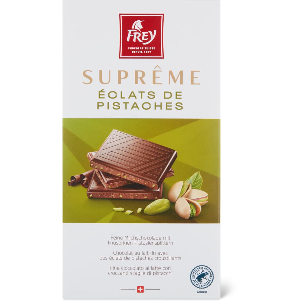 Frey Suprême Extra feine Milchschokolade mit Pistaziensplittern