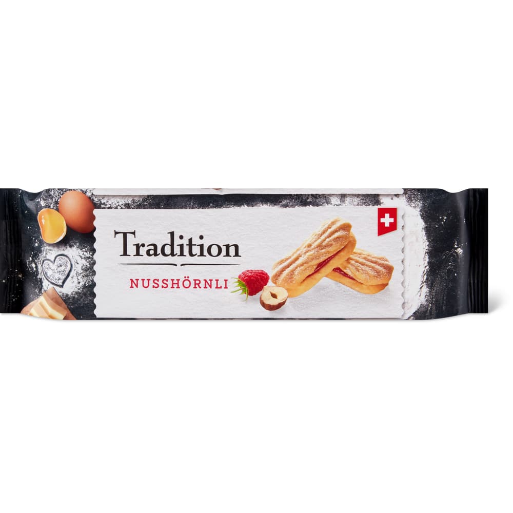 Tradition - Biscuits Sandwich-Mürbegebäck mit Himbeerfüllung Nusshörnli