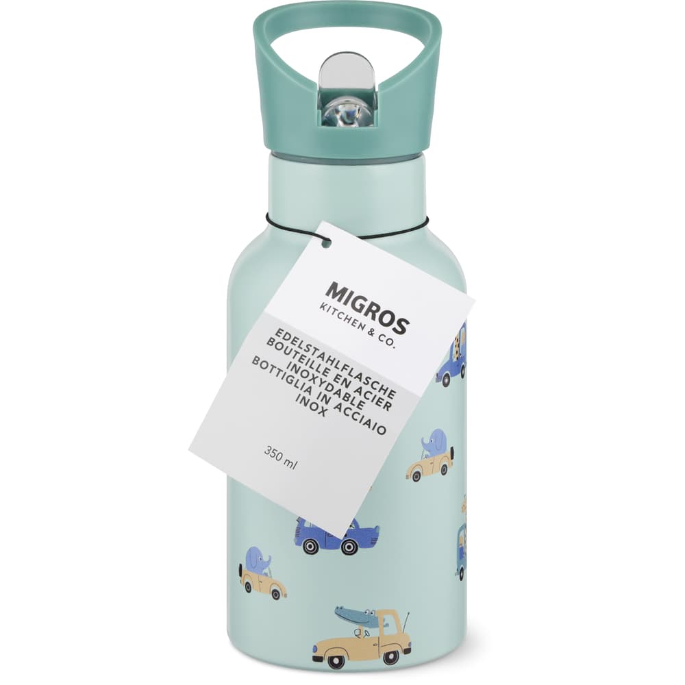 Migros Kitchen & Co. Trinkflasche Edelstahl, Autos, 350ml